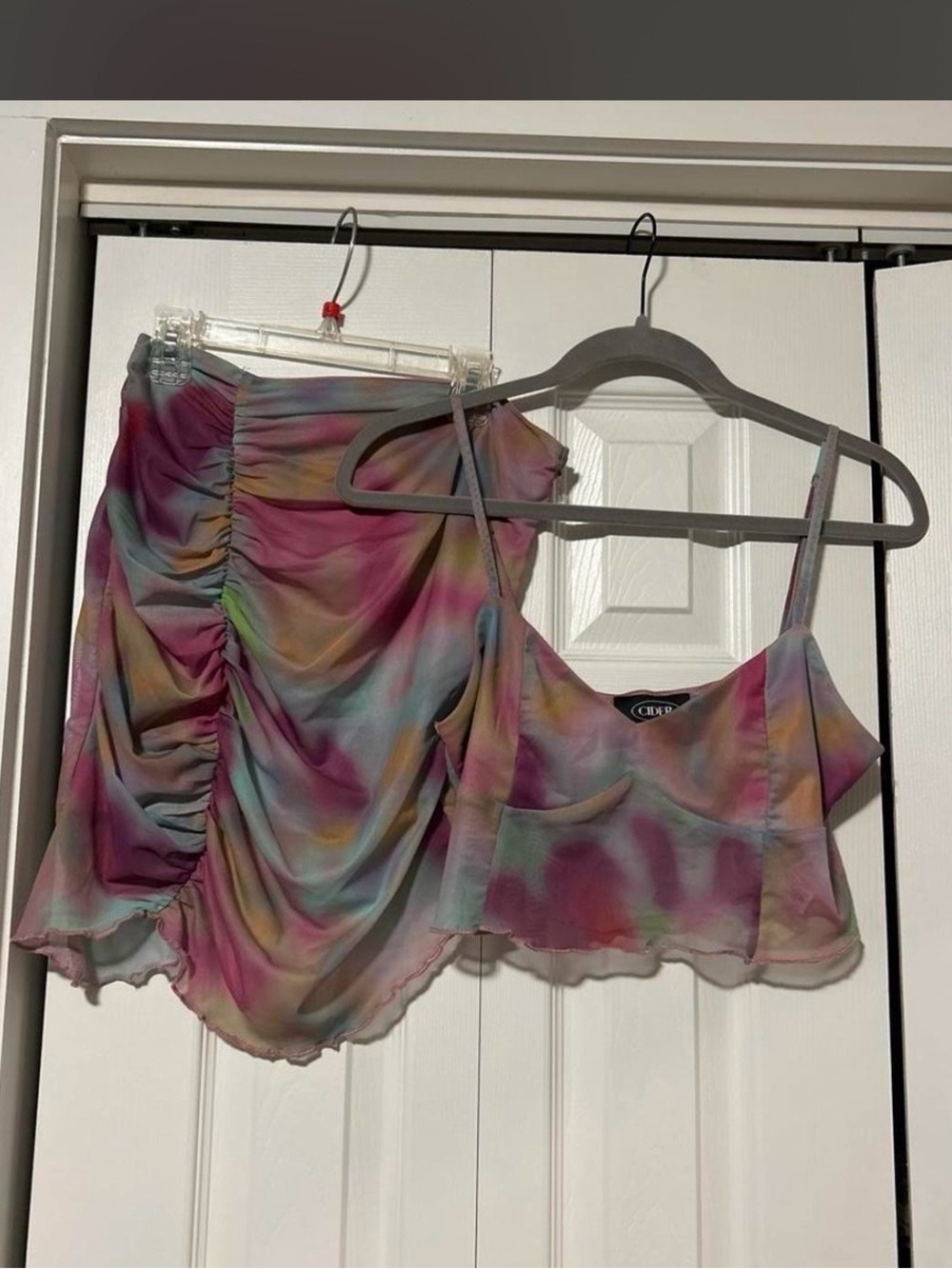 Cider Pastel Tie-Dye Midi Skirt - Pink Multi